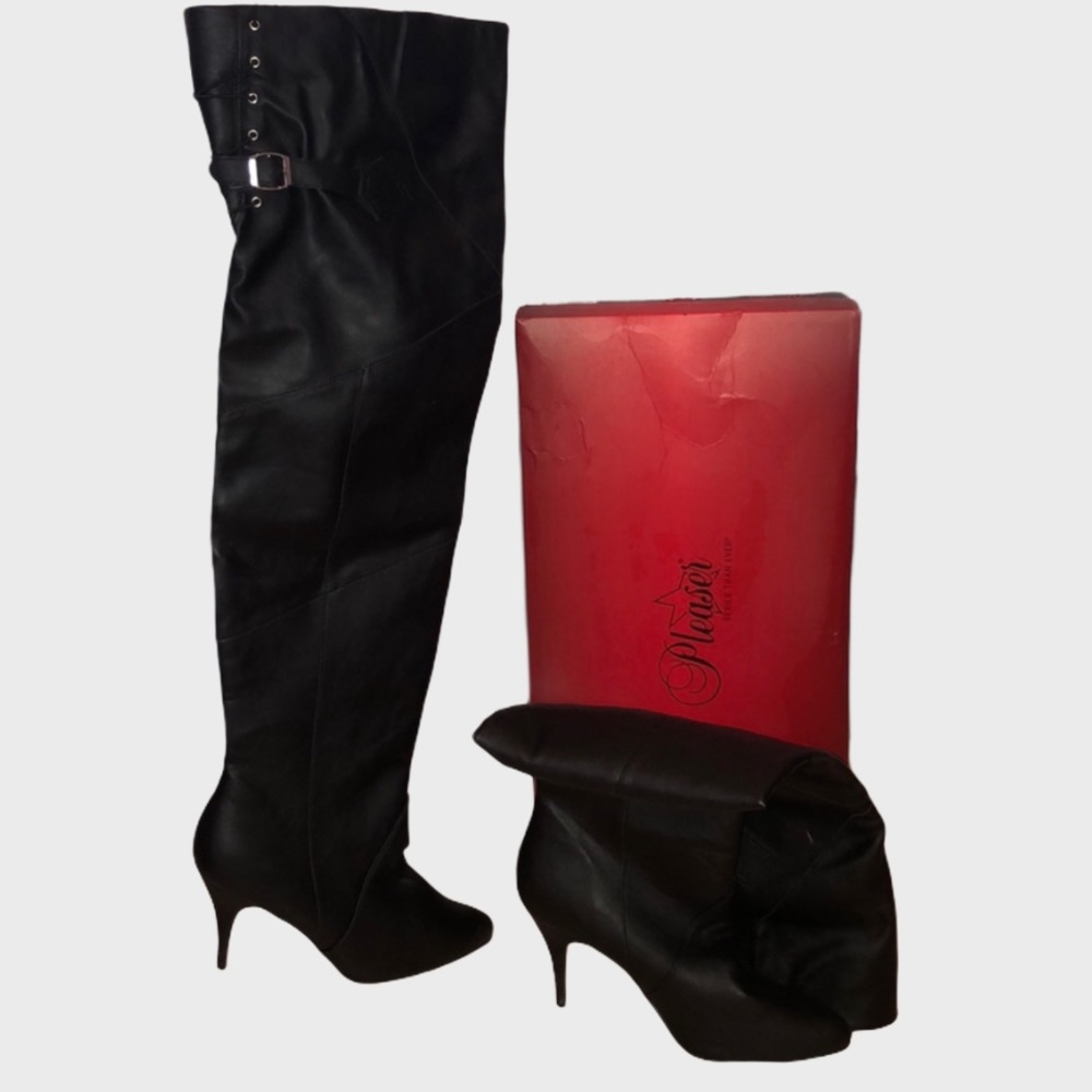💋 👢 Pleaser knee high boots heel in box size 15